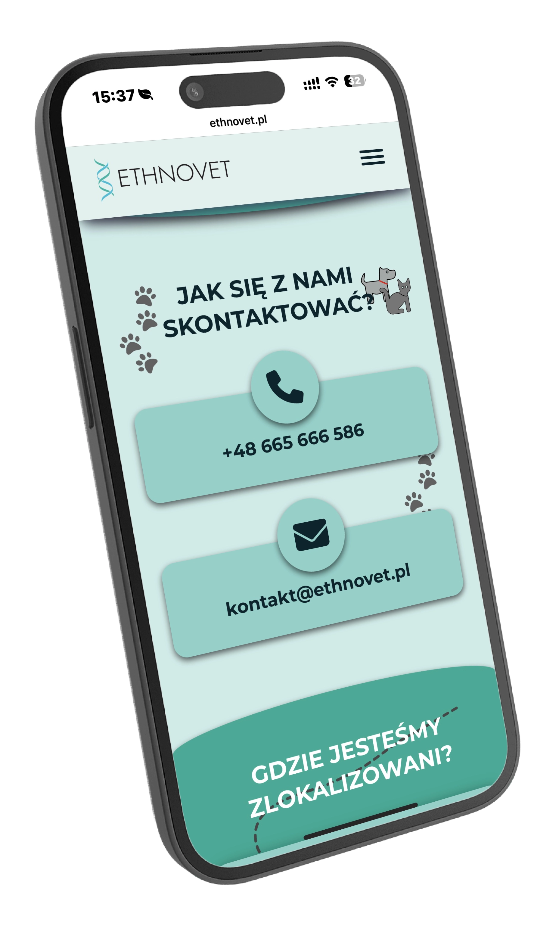 Projekt Ethnovet – mockup telefonu